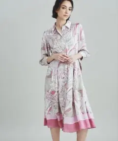 グレースクラス グレースコンチネンタル スカーフプリントシャツドレス 38 総柄