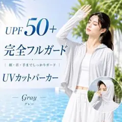 UVパーカー レディース 不審者パーカー　グレー　完全遮光 UPF50+のサムネイル
