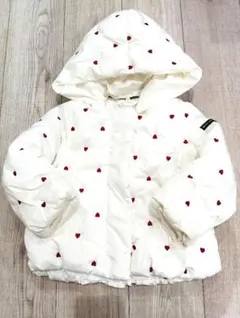 【petit main】 ハート刺繍中わたジャケット白　100センチ