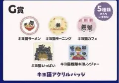 東キヨドーム　くじG賞　キヨ猫アクリルバッジ　コンプリートセット