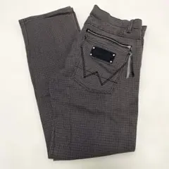【訳あり】Wrangler 千鳥格子 パンツ デザインジップ