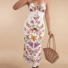 SHEIN 花柄 キャミワンピース ホワイト