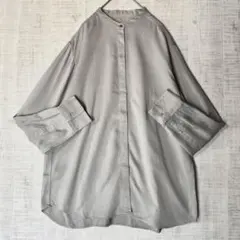 IENA イエナ バンドカラー 長袖シャツ ブラウス グレー 隠しボタン M 