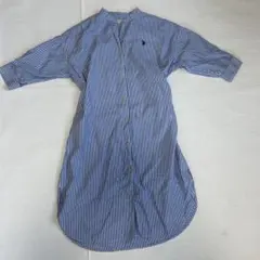 U.S. POLO ASSN. ストライプシャツ水色白コットン100% 刺繍ロゴ