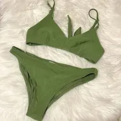 H&M セパレート水着 ビキニ カーキ色 ラメのサムネイル
