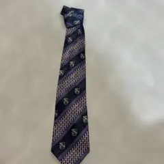 紫系ストライプデザイン シルクネクタイ