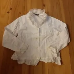 COMME CA ISM フリルレース付きホワイトシャツ 120A