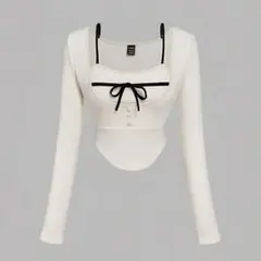 【新品未使用】 SHEIN トップス ナタリーリボンのサムネイル