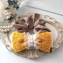 ⭐3070⭐❣️大人可愛い華やかアクセ❣️オリジナル✴インド刺繍リボンシュシュ