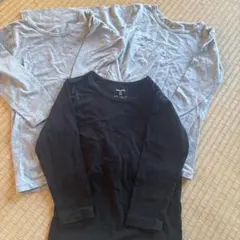 ベルメゾン　ホットコット　長袖　3枚組　黒　グレー　120