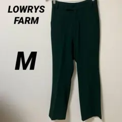 LOWRYS FARM スラックス センタープレス フレアパンツ ダークグリーン
