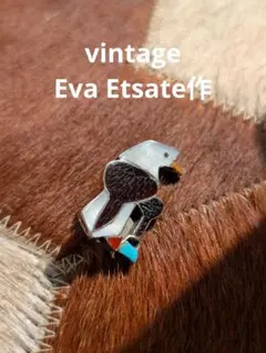 【zuni】Eva Etsate作インレイ　ブローチ＆ネックレストップ　イーグルのサムネイル