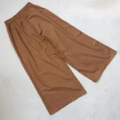 《 レディース 》 ワイドパンツ キュロット ブラウン ウエストゴム カジュアル