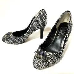 V SEVEN TWELVE THIRTYツイードビジュー付きパンプス