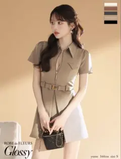 ローブドフルールGlossyベージュドレス