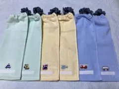 おりこうエプロン　乗り物刺繍ワッペン一重タオルエプロン6枚セット
