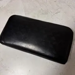 訳あり 中古品 アルマーニ ジッパー長財布 黒のサムネイル