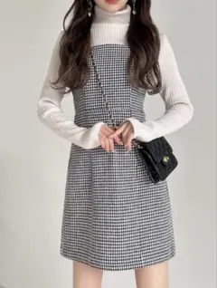 GRL グレイル 千鳥格子柄 ツイード ミニキャミワンピース