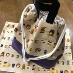 お弁当袋、ランチョンマットセット コーヒー柄