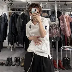 ラルフローレン　ポロシャツ　ビックポニー　Y2K 刺繍　polo ホワイト