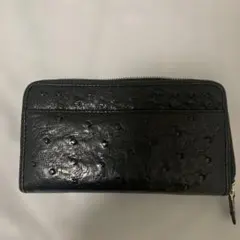 オーストリッチレザー 長財布 ブラック
