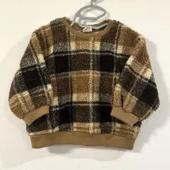 韓国ベビー服　The beige チェック柄ボアセーター