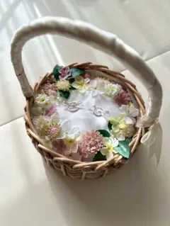 ウエディング　リングピロー　バスケット　かご