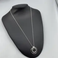 25ヴィンテージ 訳あり　スワロフスキー　二重リングデザイン ネックレス