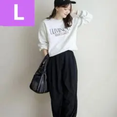 しまむらtera コーデュロイワイドコクーンパンツブラックLサイズ