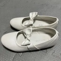 ホワイトリボン付きフォーマルシューズ　発表会　結婚式　19センチ20センチ