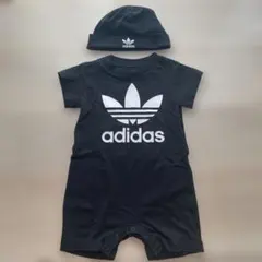 adidas アディダス ベビー服 ロンパース 帽子セット ブラック 60cmのサムネイル