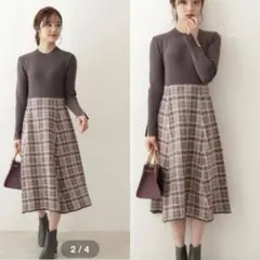 美人百花12月号掲載 休井美郷さん着用商品チェックドッキングニットプロポーション