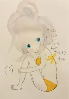 お値下げしました。水彩画 ［今日も感謝］21.７×15.５センチ