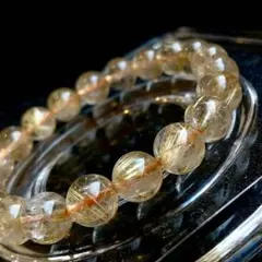 t*n様 お買い得ルチル！！透明感あり針あり 9mm ゴールドルチルクォーツブレ