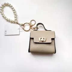 パール付きミニバッグチャーム 베이지