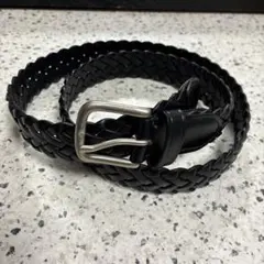 GU 黒のレザー編み込みベルト 約100cm