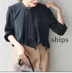 SHIPS◇シップス 小紋プリントブラウス　ネイビー　グリーンのサムネイル