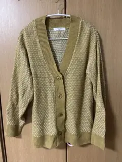 Samansa Mos2 オリーブグリーン カーディガン M