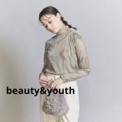 beauty＆youth シアーマーブル タートルネック トップス　ライム
