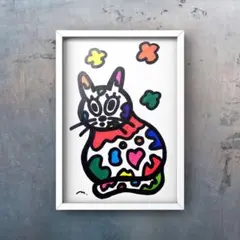 Y*o様 『福と仲良くなる、そばかすダルマ』絵画 原画 絵 動物画 ポップ