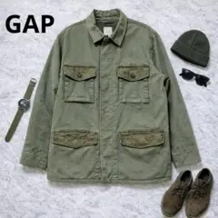 GAP ミリタリージャケット カーキ コットン S メンズ