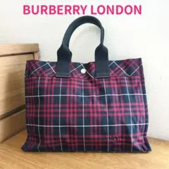 美品✨Burberry バーバリー トートバッグ チェック 金具ロゴ　ナイロン