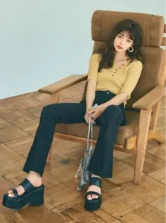 センタープレスセミフレアパンツ[cu490]