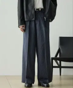 TRストレッチスーツ地 ストレート 1タック センタープレス ワイドパンツ