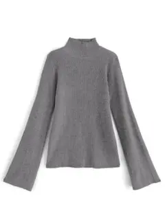 GRL ハイネックフレアスリーブリブニットトップス[k9086d] グレー M