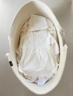 ベビー ワンピース ロンパース 帽子付き レース 白 ナチュラル 70 女の子