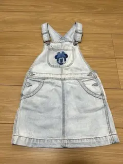 ミニーマウス刺繍 デニムジャンバースカート 110cm
