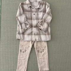 H&M ベビー チェックシャツ うさぎレギンス　2点セット86cm