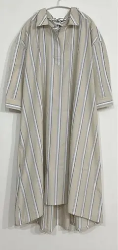 Lulala ストライプ シャツワンピース