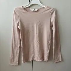 H&M 長袖 リブカットソー ピンク 140cm